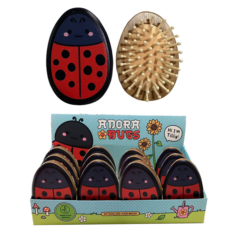 Bamboo Shaped Hair Brush - Adoramals Tilly the Ladybird