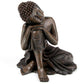 Decorative Wood Effect Thai Buddha with Head on Knee