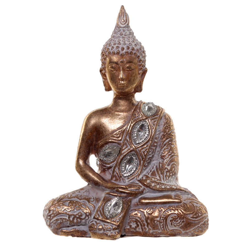 Thai Buddha Figurine - Gold and White Meditation