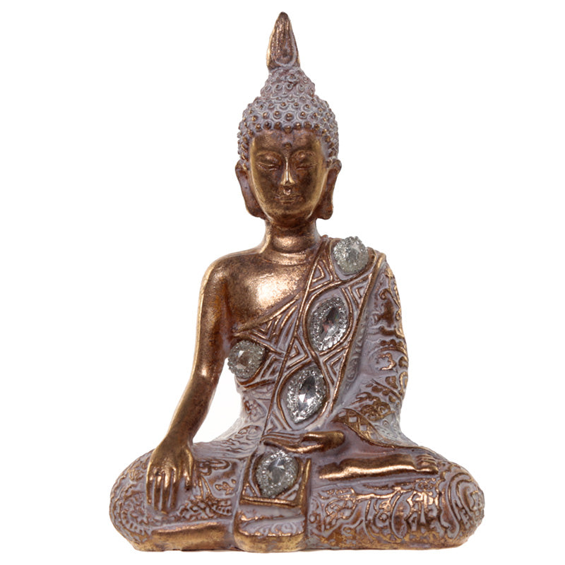 Thai Buddha Figurine - Gold and White Meditation