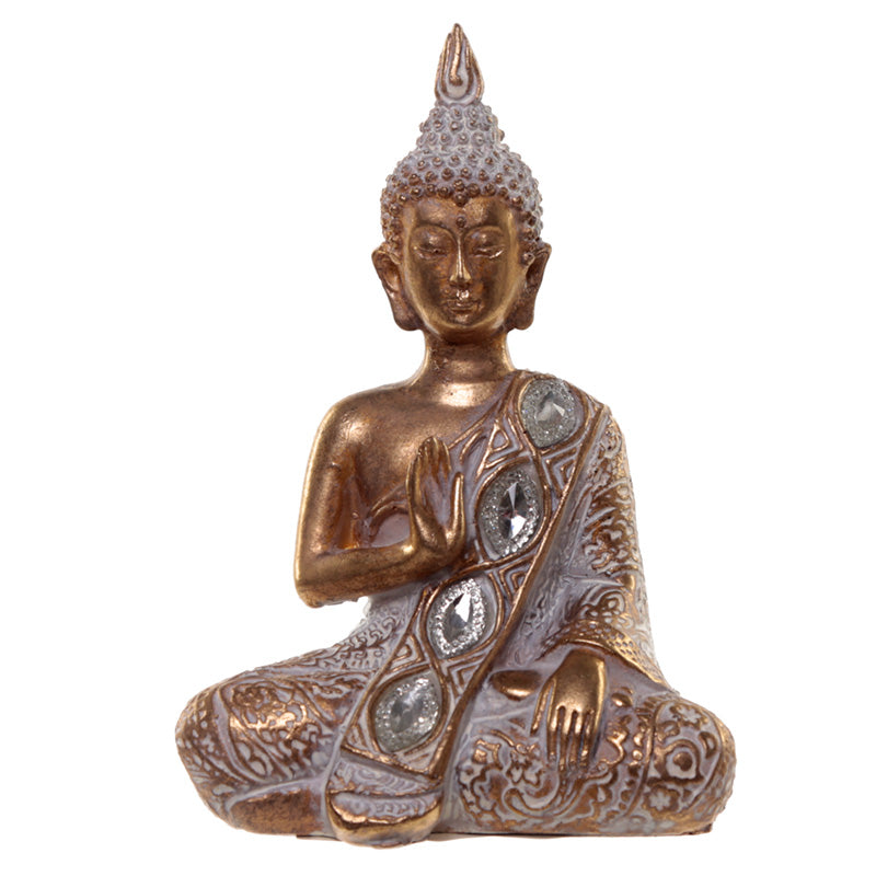 Thai Buddha Figurine - Gold and White Meditation