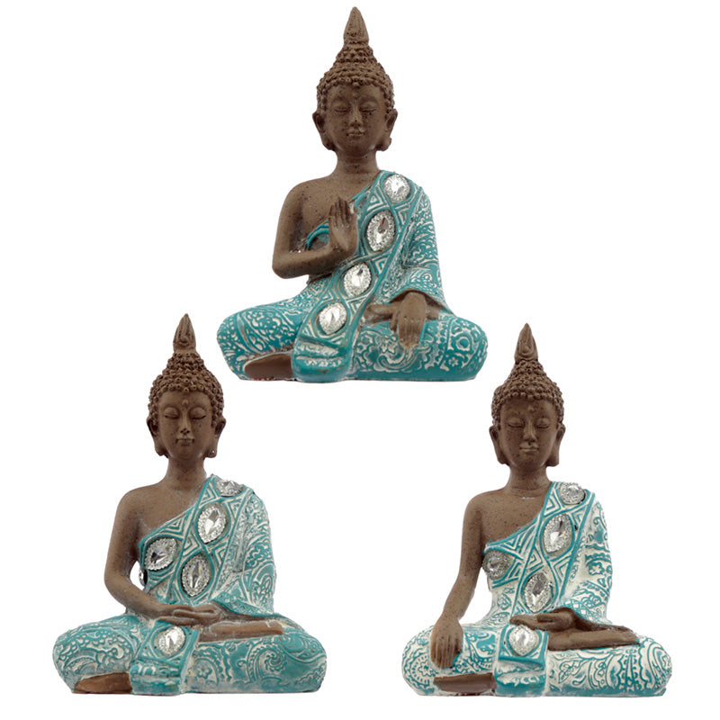 Decorative Turquoise  and  Brown Buddha Figurine - Lotus