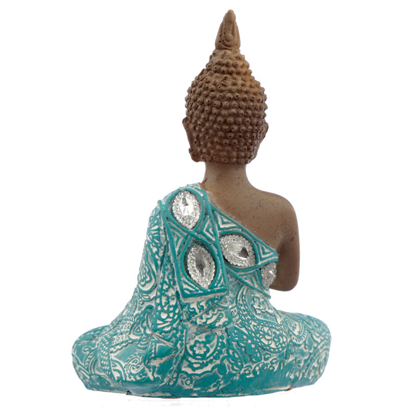 Decorative Turquoise  and  Brown Buddha Figurine - Lotus