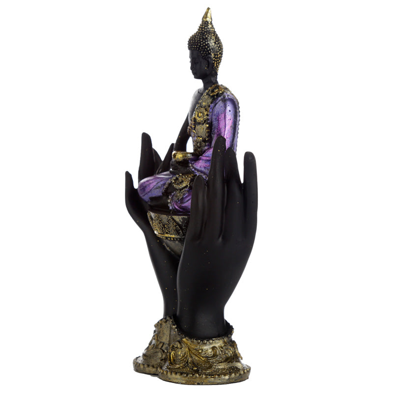 Decorative Purple, Gold  and  Black Thai Buddha - Sitting in Hand