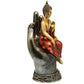 Decorative Thai Buddha Figurine - Gold and Red Sitting in a Hand