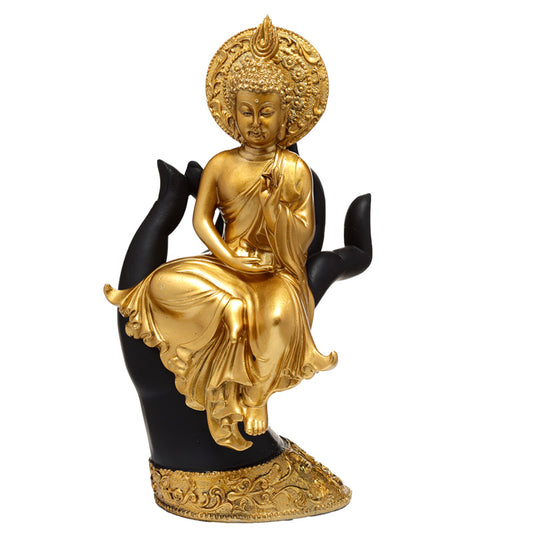 Decorative Thai Buddha Figurine - Gold Sitting in a Hand