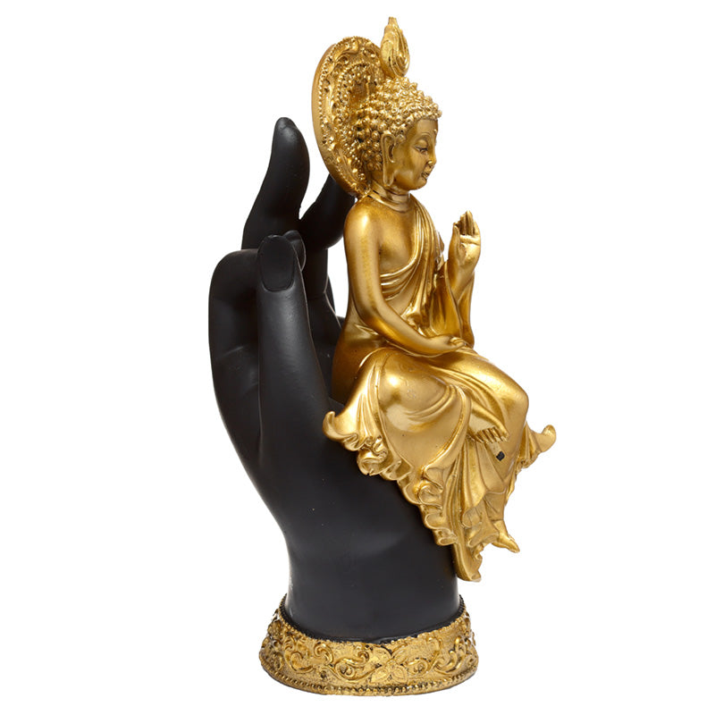 Decorative Thai Buddha Figurine - Gold Sitting in a Hand