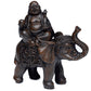 Peace of the East Brushed Wood Effect Lucky Buddha on Elephant