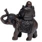 Peace of the East Brushed Wood Effect Lucky Buddha on Elephant