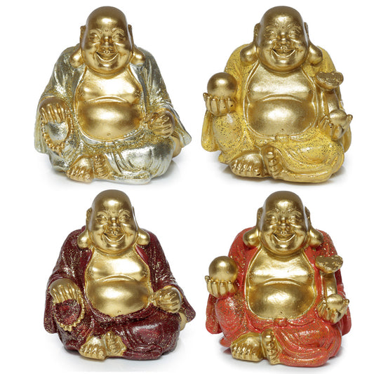 Decorative Ornament - Mini Lucky Glitter Chinese Laughing Buddha 6cm