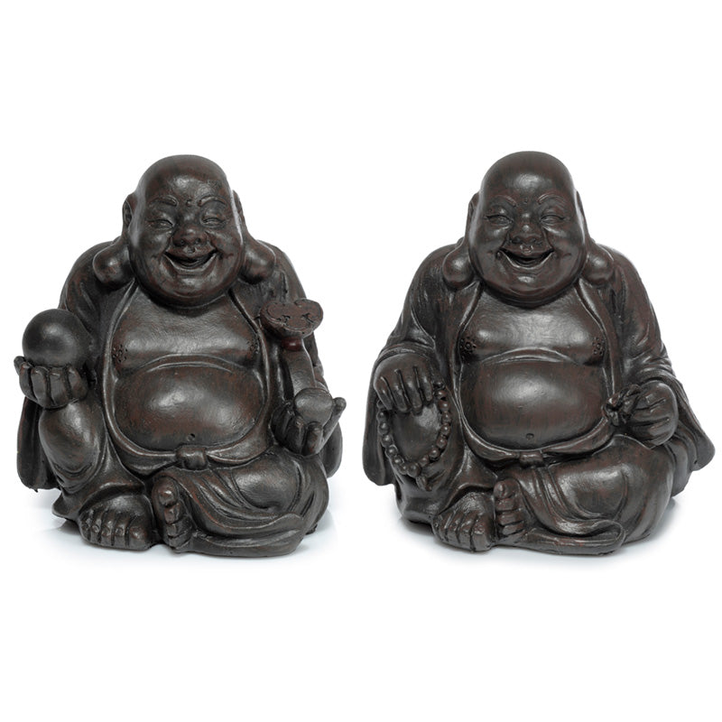 Decorative Ornament - Peace of the East Wood Effect Mini Chinese Laughing Buddha