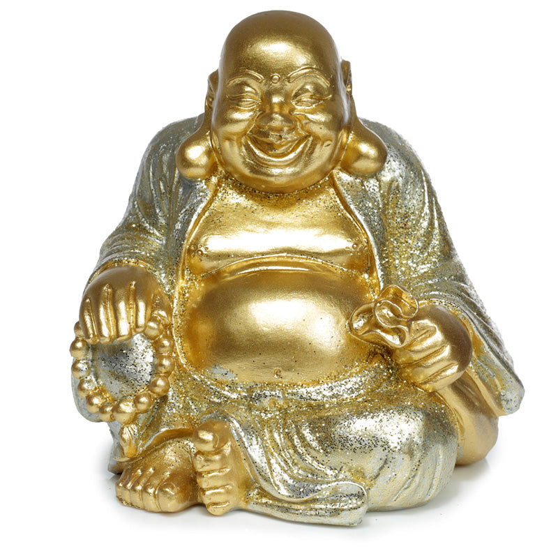 Decorative Ornament - Mini Lucky Glitter Chinese Laughing Buddha 8cm