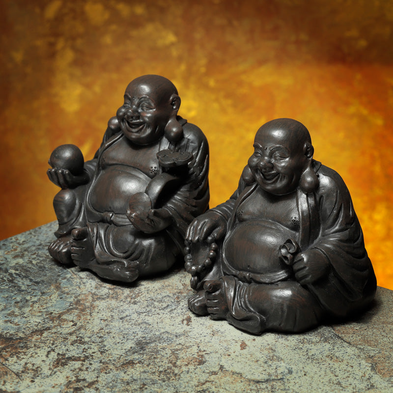 Decorative Ornament - Peace of the East Wood Effect Chinese Laughing Buddha