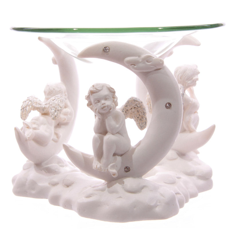 Decorative Cherub Oil  and  Wax Burner with Glass Dish