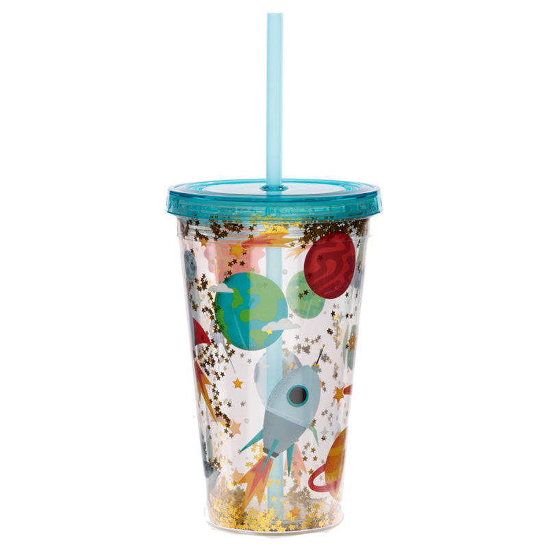 Retro Space Cadet Double Walled Cup with Lid and Straw