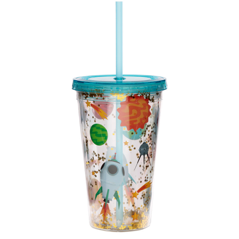 Retro Space Cadet Double Walled Cup with Lid and Straw