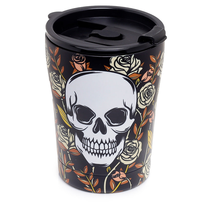 Reusable Stainless Steel Insulated Food  and  Drinks Cup 300ml - Skulls  and  Roses