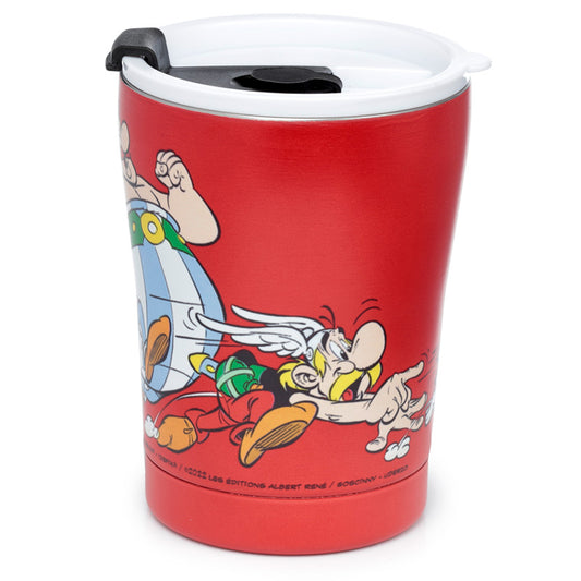 Reusable Stainless Steel Insulated Food  and  Drinks Cup 300ml - Asterix  and  Obelix Red