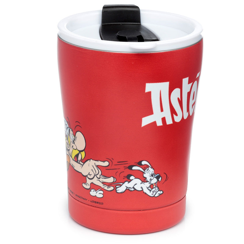 Reusable Stainless Steel Insulated Food  and  Drinks Cup 300ml - Asterix  and  Obelix Red