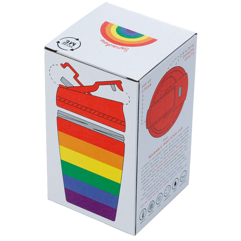 Reusable Stainless Steel Insulated Food  and  Drinks Cup 380ml - Somewhere Rainbow