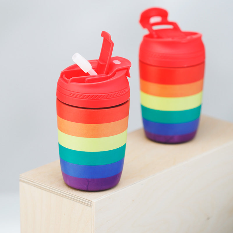 Reusable Stainless Steel Insulated Food  and  Drinks Cup 380ml - Somewhere Rainbow