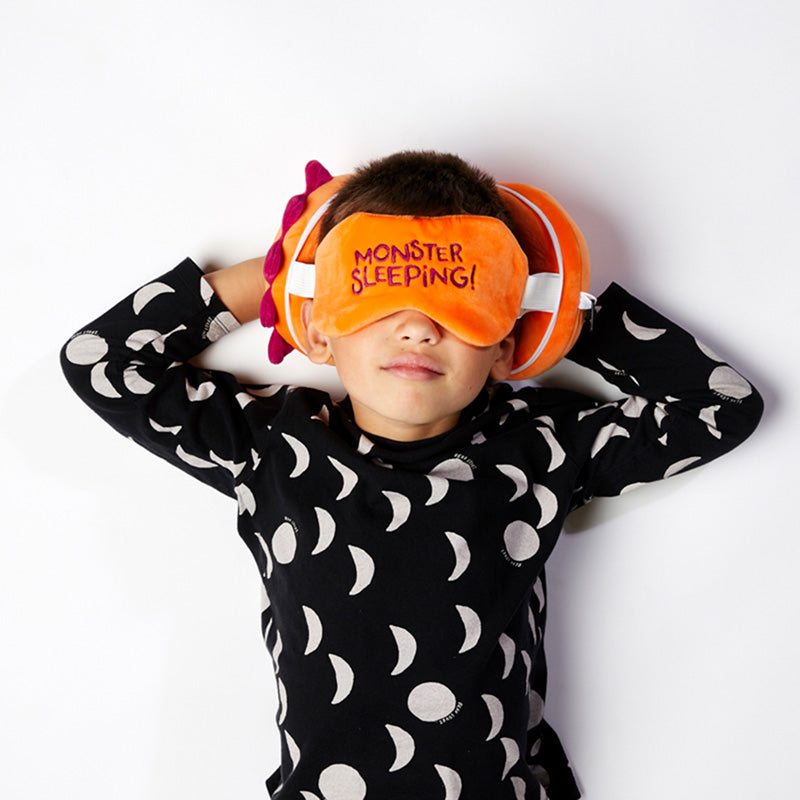 Monstarz Monster Orange Relaxeazzz Plush Round Travel Pillow  and  Eye Mask Set