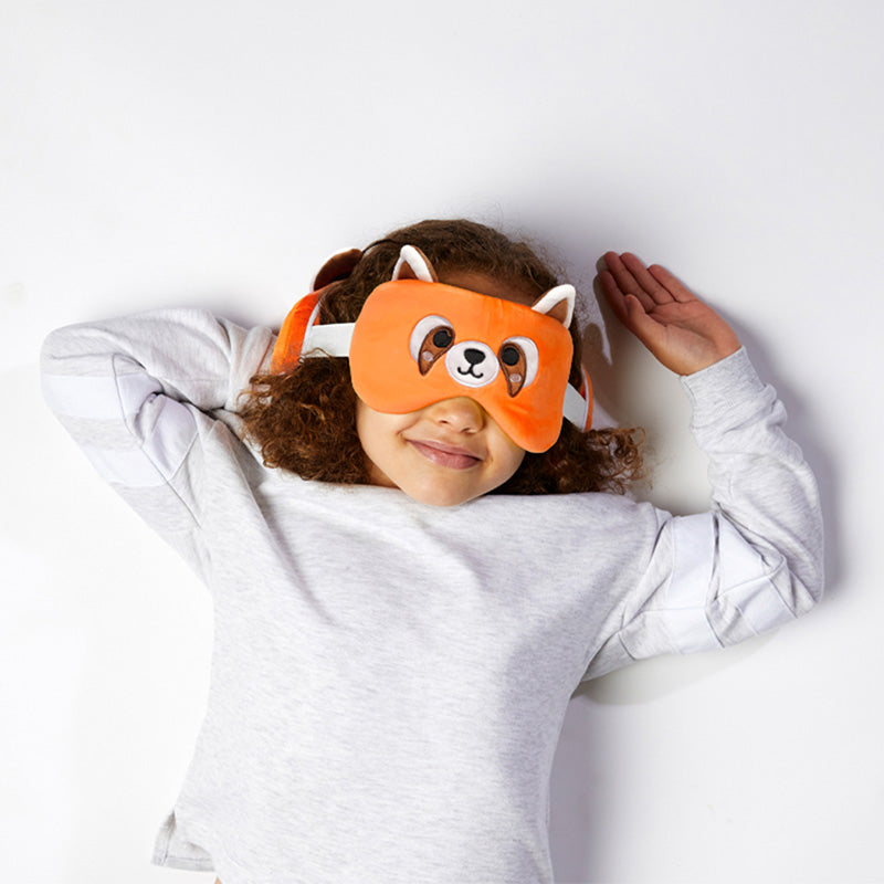 Red Panda Relaxeazzz Plush Round Travel Pillow  and  Eye Mask Set