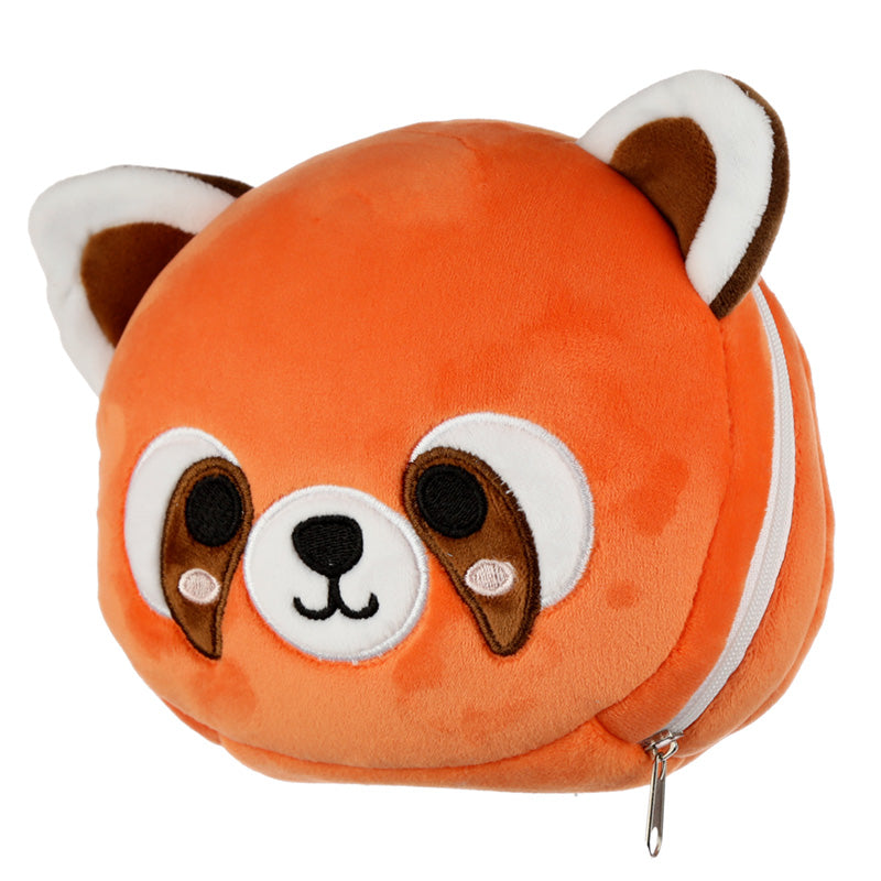 Red Panda Relaxeazzz Plush Round Travel Pillow  and  Eye Mask Set