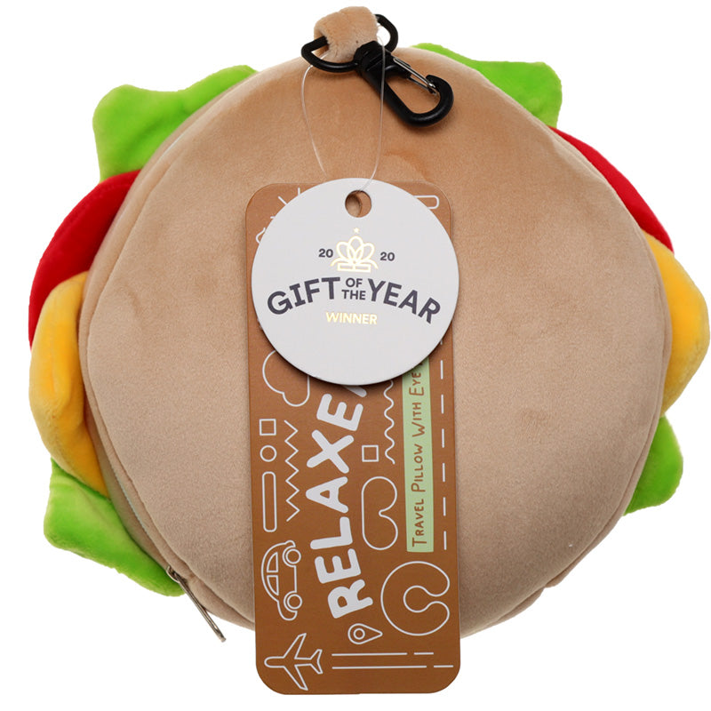 Fast Food Burger Relaxeazzz Plush Round Travel Pillow  and  Eye Mask Set