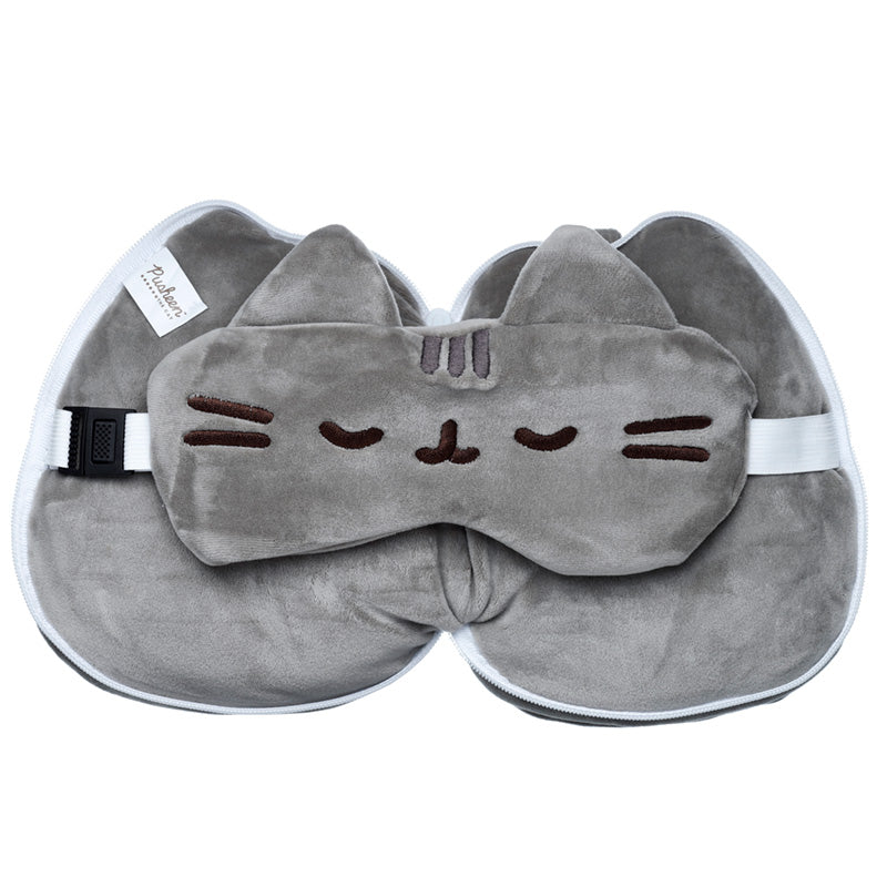 Relaxeazzz Pusheen Cat Shaped Travel Pillow  and  Eye Mask