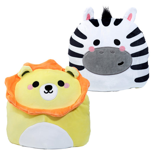 Squidglys Rori the Lion and Bali the Zebra Reversible Adoramals Plush Toy