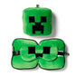 Relaxeazzz Minecraft Creeper Shaped Plush Travel Pillow  and  Eye Mask