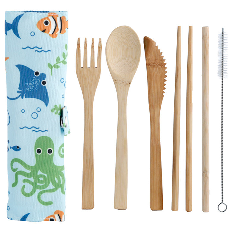 100% Natural Bamboo Cutlery 6 Piece Set - Splosh Sealife