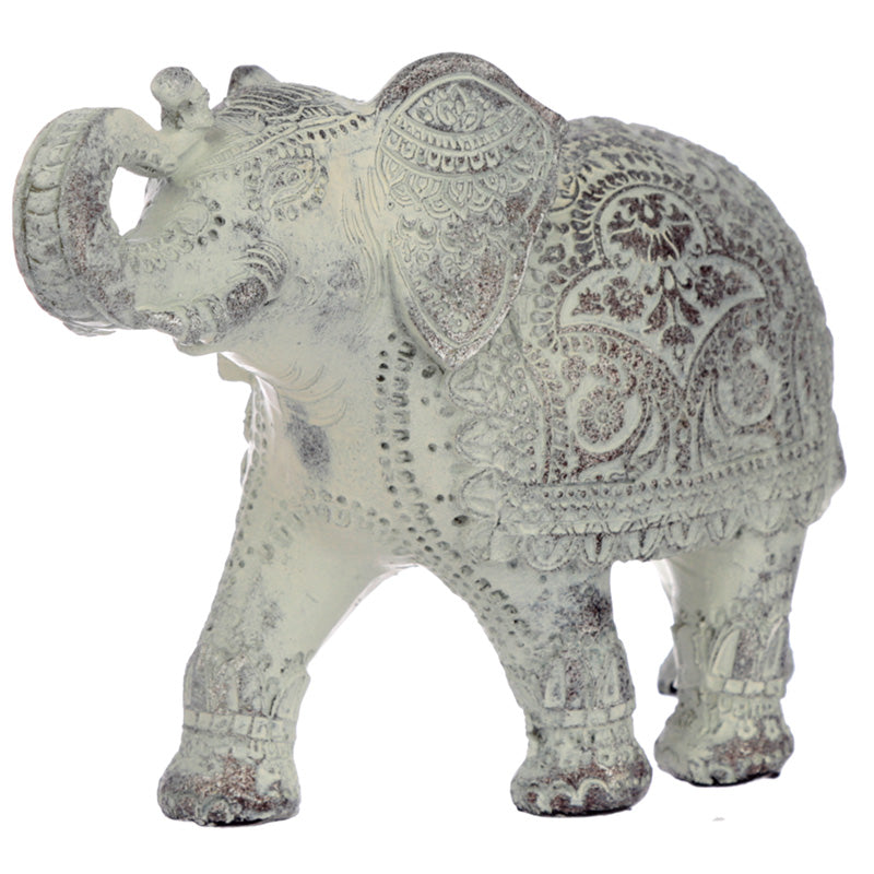 Decorative Thai Brushed White Medium Elephant