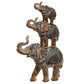 Decorative Stacked Elephant Wood Effect Figurine