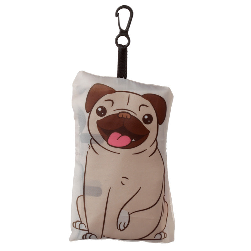 Handy Fold Up Mopps Pug Shopping Bag with Holder