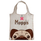 Handy Fold Up Mopps Pug Shopping Bag with Holder