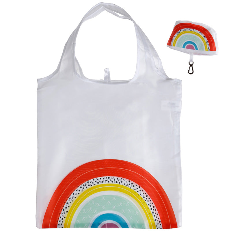 Handy Fold Up Somewhere Rainbow Shopping Bag with Holder