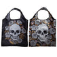 Handy Fold Up Skulls  and  Roses Shopping Bag with Holder