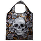 Handy Fold Up Skulls  and  Roses Shopping Bag with Holder