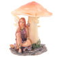 Cute Flower Fairy Sheltering Under Mushroom Figurine