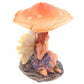 Cute Flower Fairy Sheltering Under Mushroom Figurine