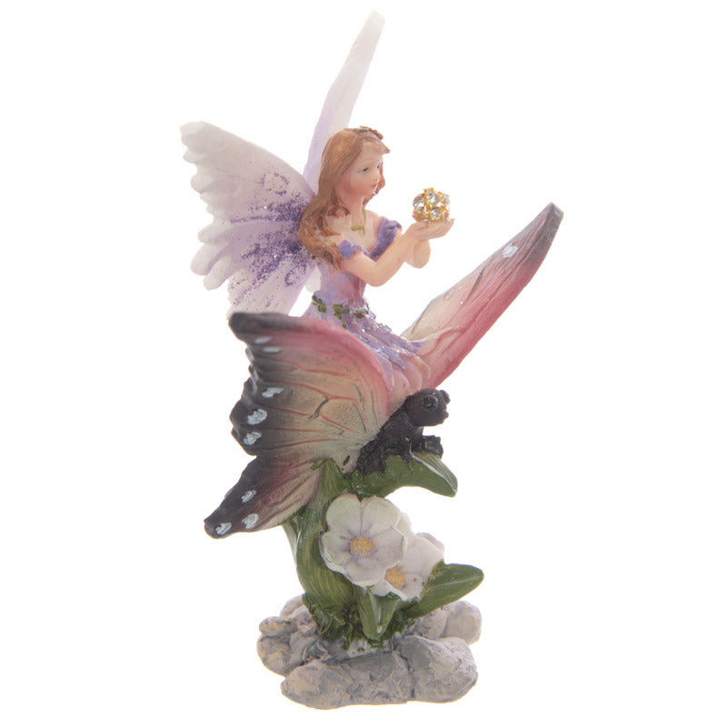 Cute Flower Fairy Riding Butterfly Figurine