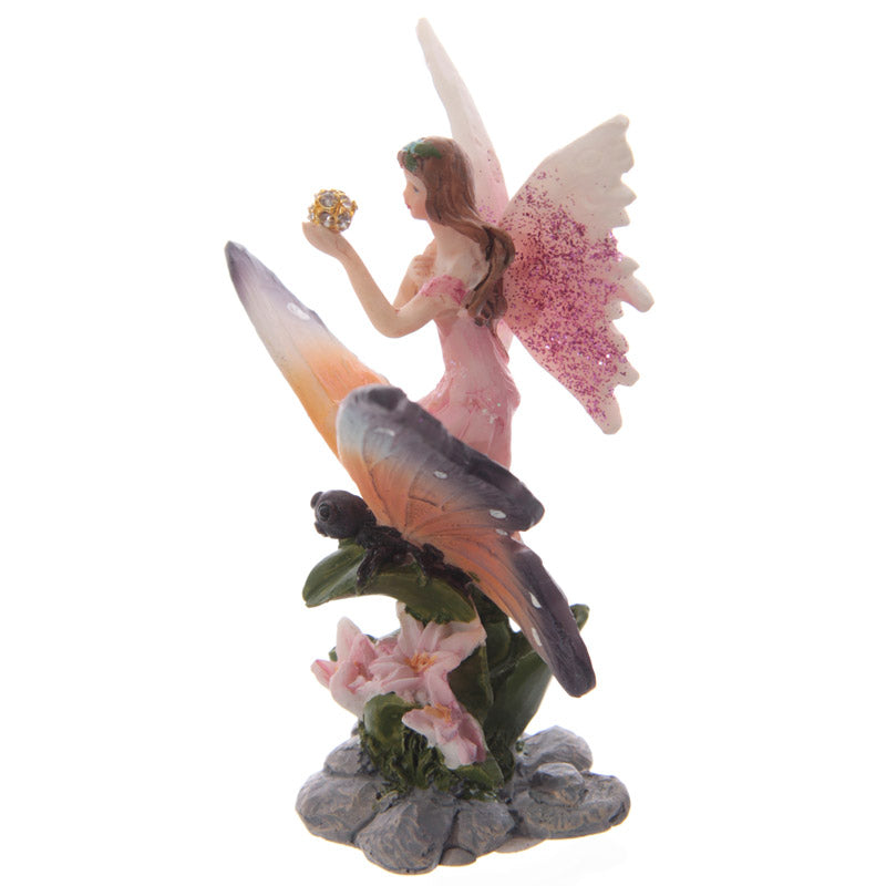 Cute Flower Fairy Riding Butterfly Figurine