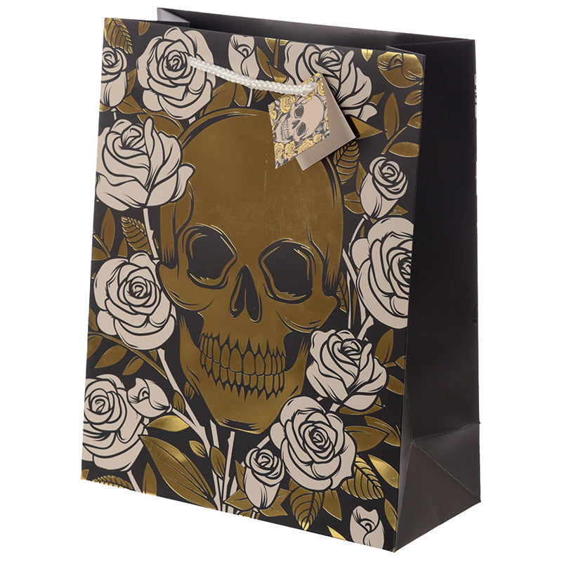 Skulls  and  Roses Metallic Large Gift Bag