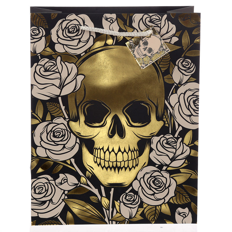 Skulls  and  Roses Metallic Large Gift Bag