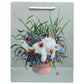 Kim Haskins Floral Cat in Plant Pot Green Gift Bag - Large