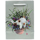 Kim Haskins Floral Cat in Plant Pot Green Gift Bag - Medium