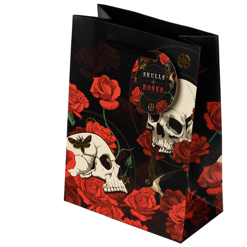 Skulls and Roses Red Roses Medium Gift Bag