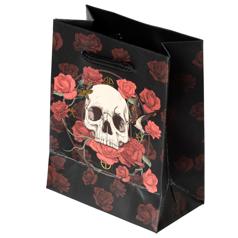 Skulls and Roses Red Roses Small Gift Bag